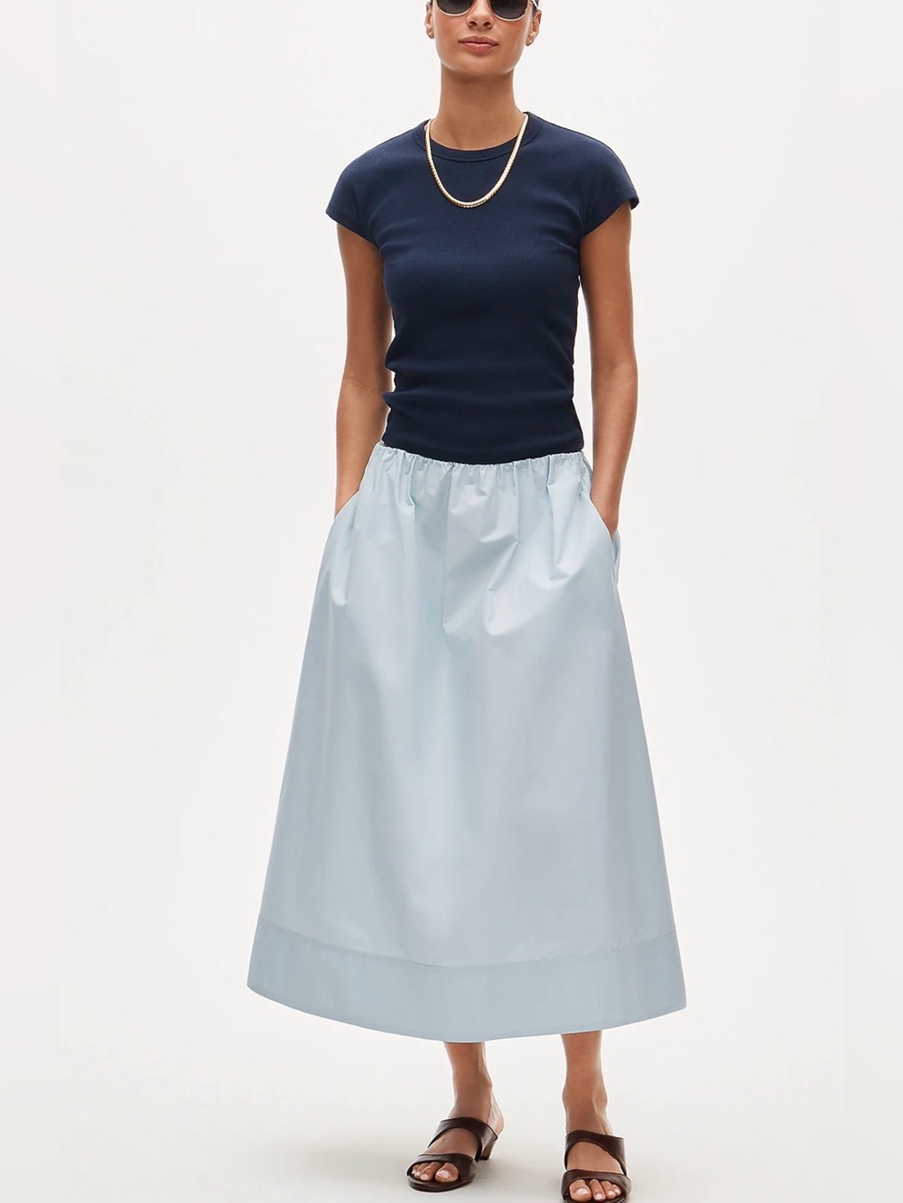 J Crew pull-on midi skirt in cotton poplin - Picture 2 of 4
